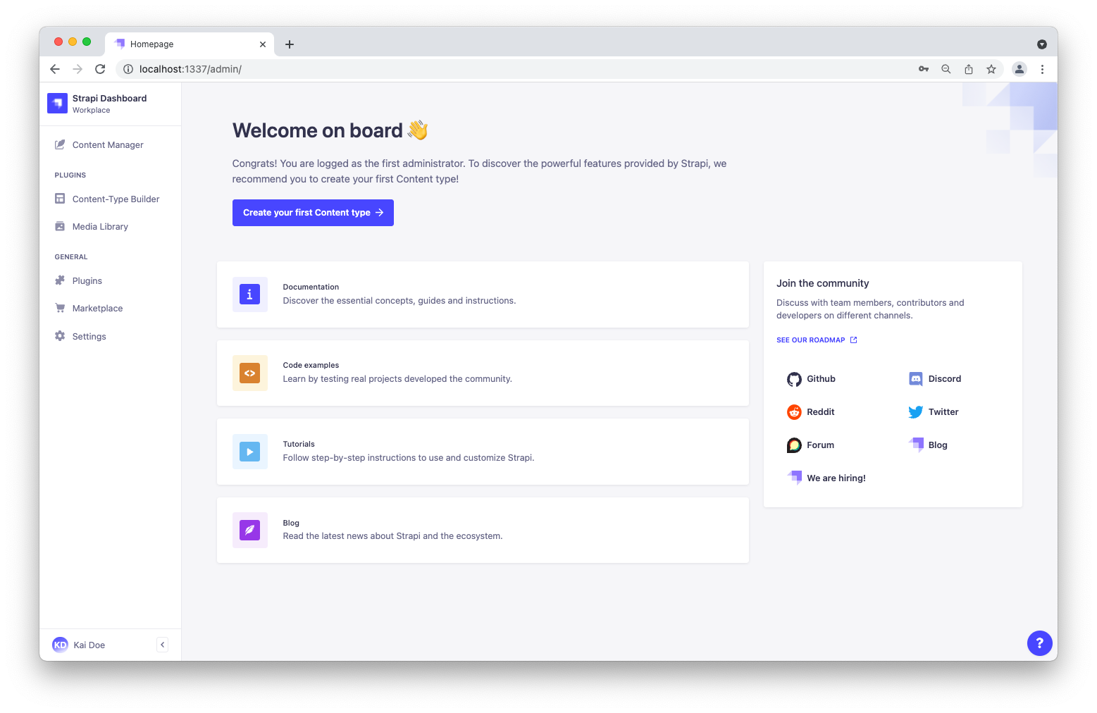 admin panel screenshot